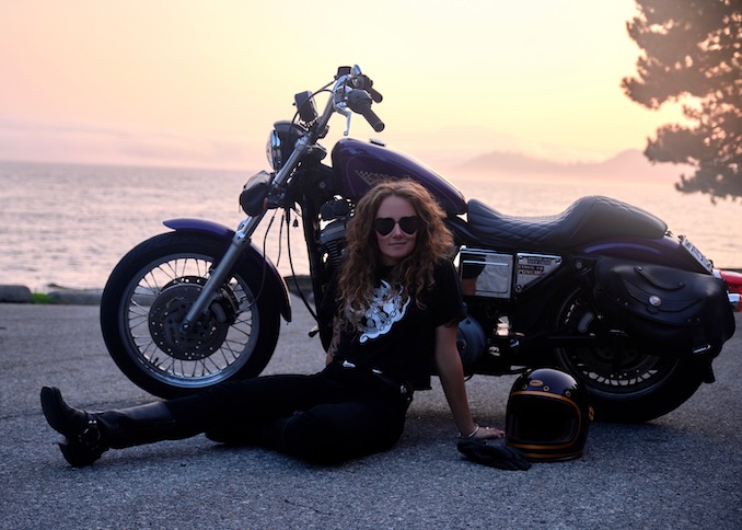Seaside sunset with my Harley Davidson Sportster, photo by Jenna Brownlee @brownleephotography.ca