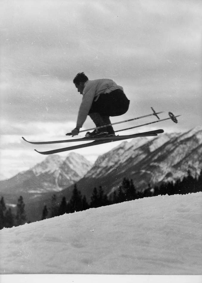 1938-Skiing - Copies loaned by C.P.R. Press Bureau [Ski jumper, copy of photograph]