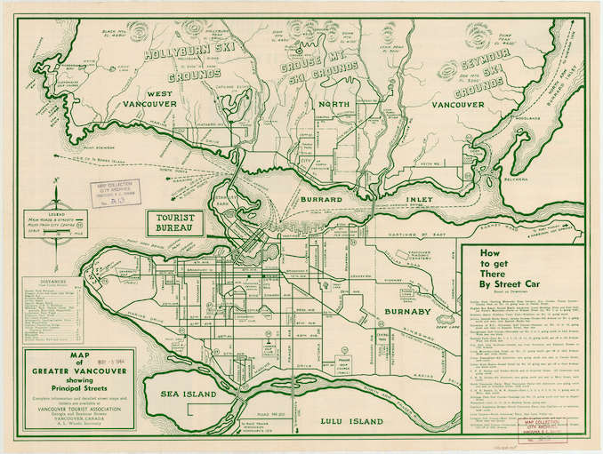 1940s-Map of Greater Vancouver showing principal streets