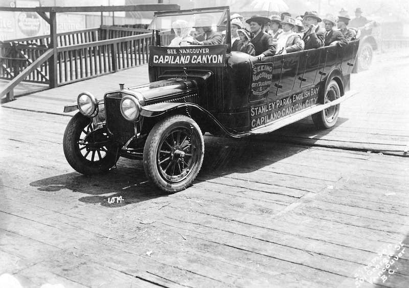 1918-An open sight-seeing car on the North Vancouver Ferry dock