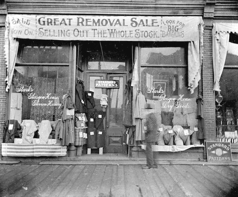 1892-Storefront of first Stark's Glasgow House dry goods store on Cordova Street