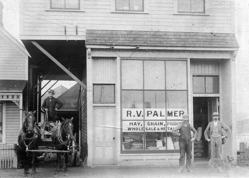 1895-Exterior of R.V. Palmer's store at 929 Westminster Avenue (Main Street)