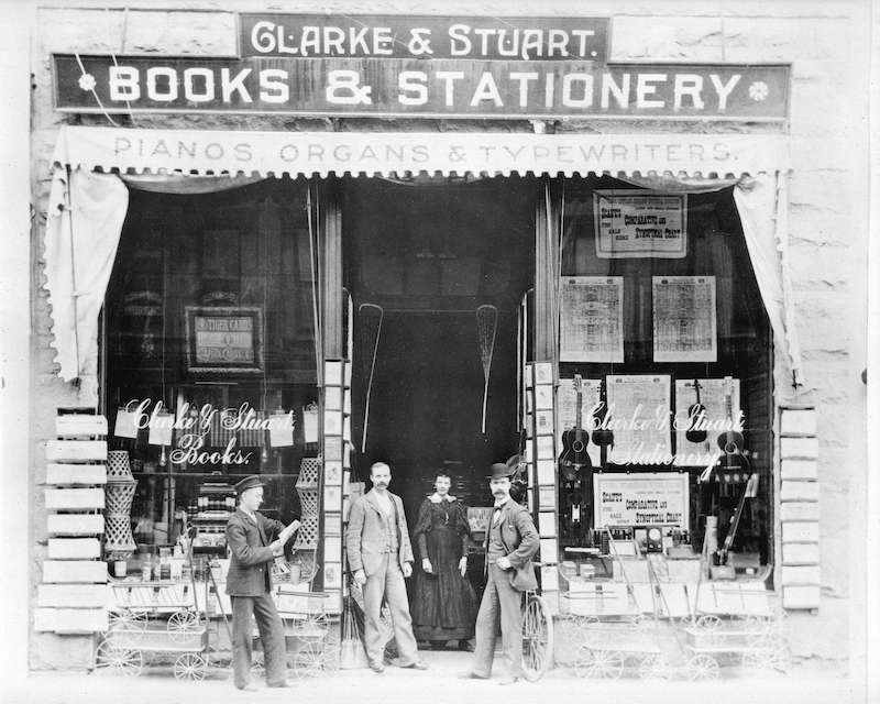 1898-Clarke and Stuart Books and Stationery store at 28 Cordova Street