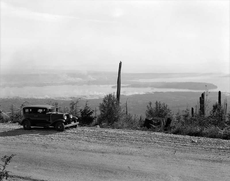 1929-A car on the road to Grouse Mountain copy