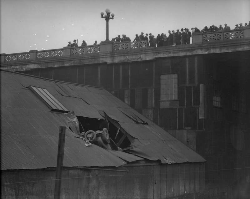 1929-Car wreck at Georgia viaduct copy