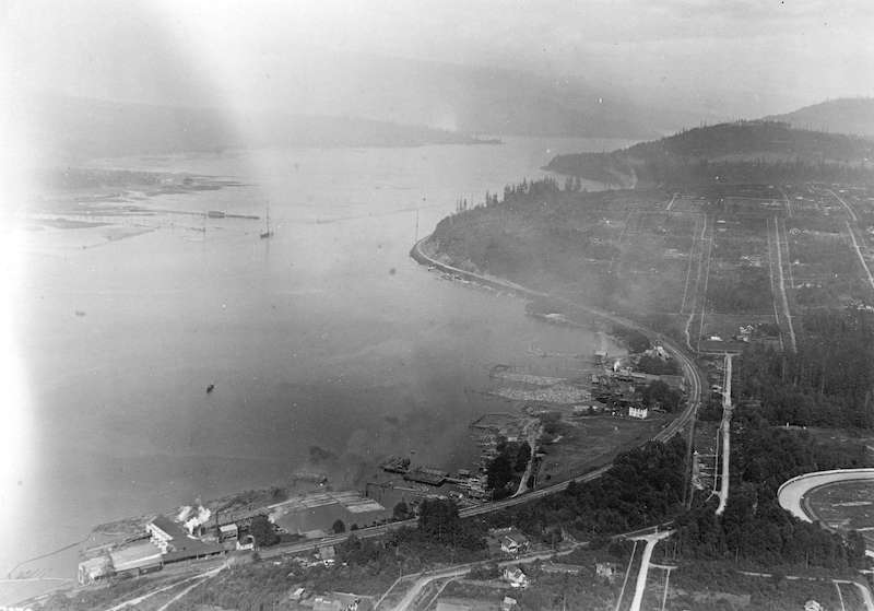 1919-Looking East showing Second Narrows and North Arm of Burrard (South Shore of Inlet - Hastings East)