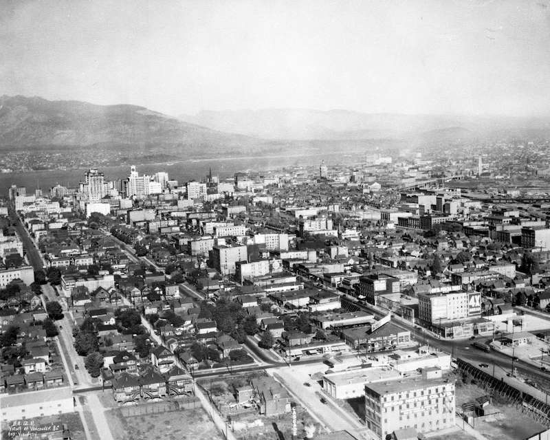 1924-Aerial view of downtown Vancouver looking north along Granville Street