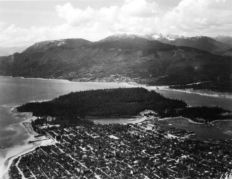 1927-Aerial view looking northwest of the West End and Stanley Park