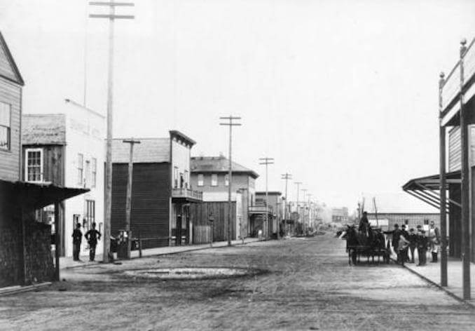Water Street looking west from Carrall Street, 1887