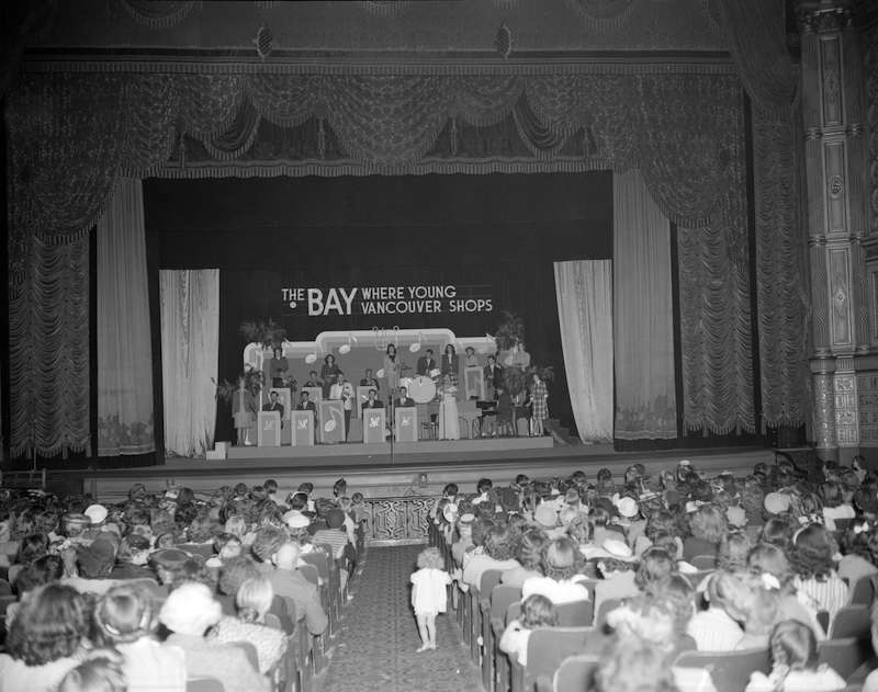 1948 - Dal Richards and band on stage at the Orpheum for a Bay fashion show