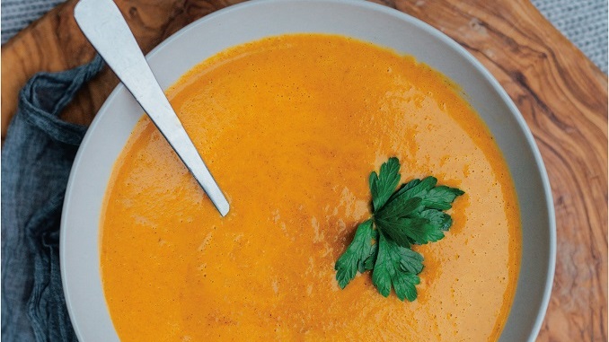 Vegan Carrot, Yam, and Ginger Soup from Cookbook More Mandy's