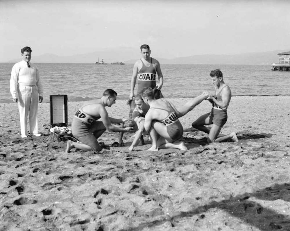 1936 - City Life Savers [putting on demonstration at English Bay Beach]