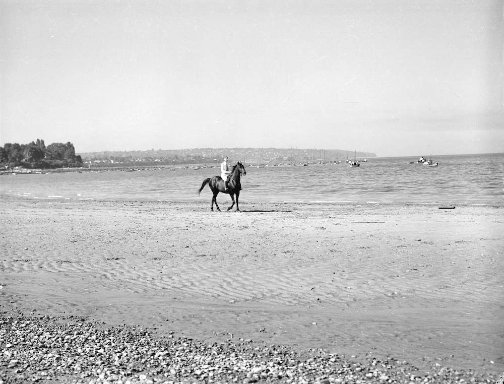 1946-Rider on Kitsilano Beach