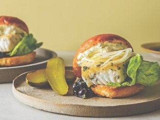 Halibut Burger with Blueberry Relish