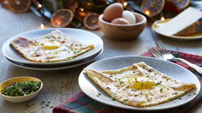 Savoury Ham and Cheese Crêpes with Sunny Side Up Eggs