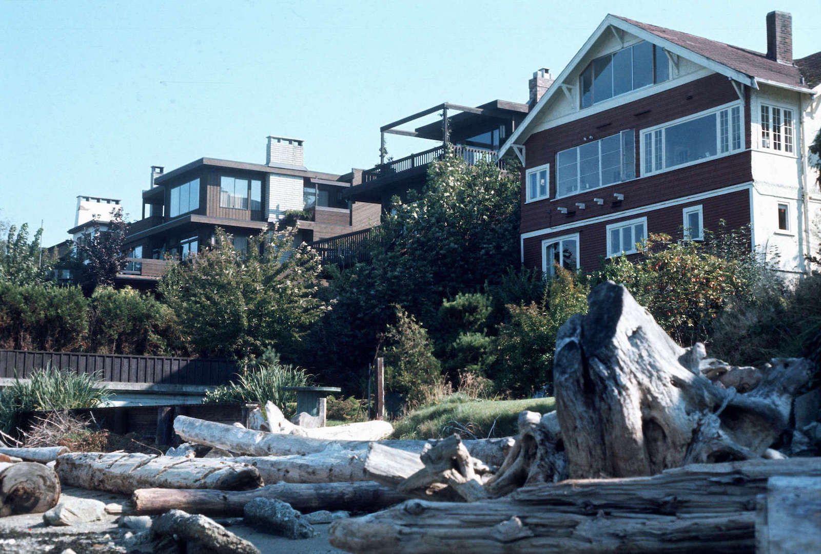1975 - View from beach of Kitsilano waterfront properties