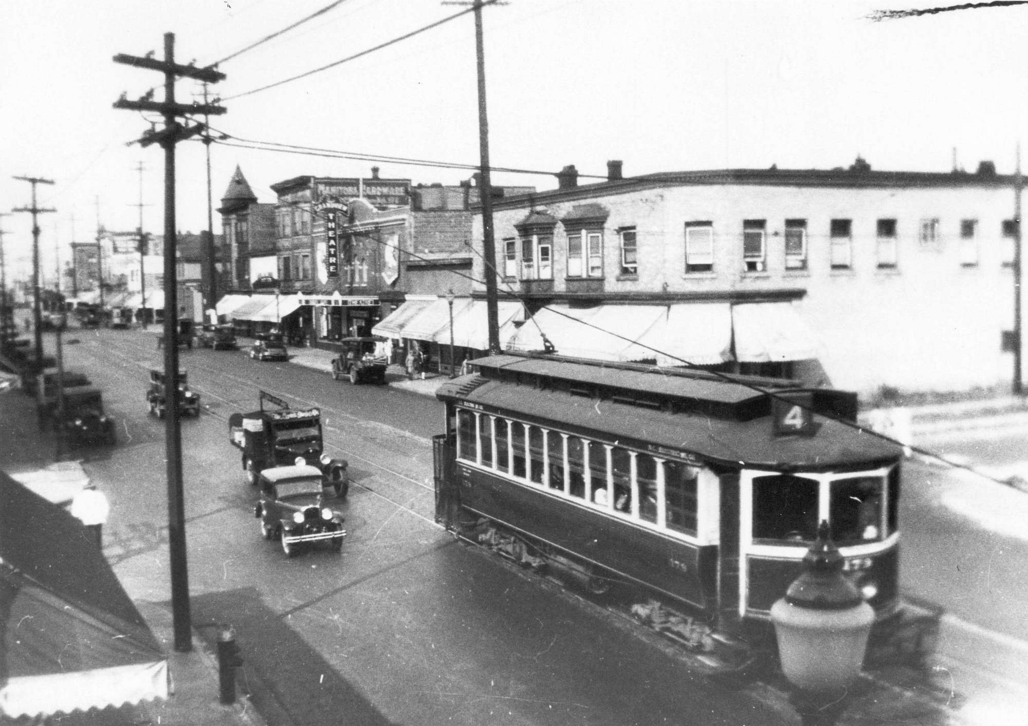 1927 - View looking north along Commercial Drive at 2nd Avenue from an apartment on the southwest corner