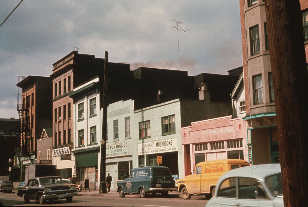 1960-Stores on 200 block East Georgia Street