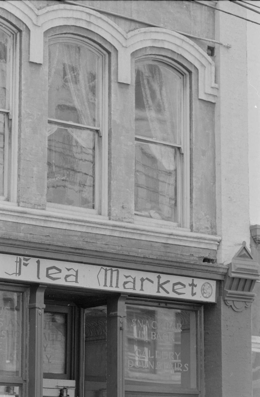 1969 - Detail view at 26 Water Street - Flea Market storefront