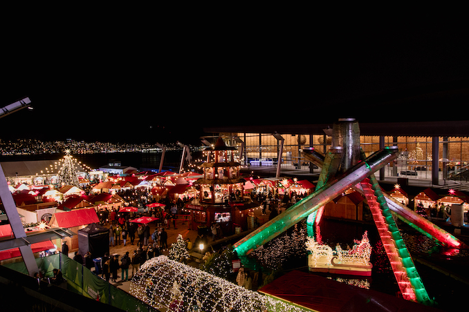 Vancouver Christmas Market night view 