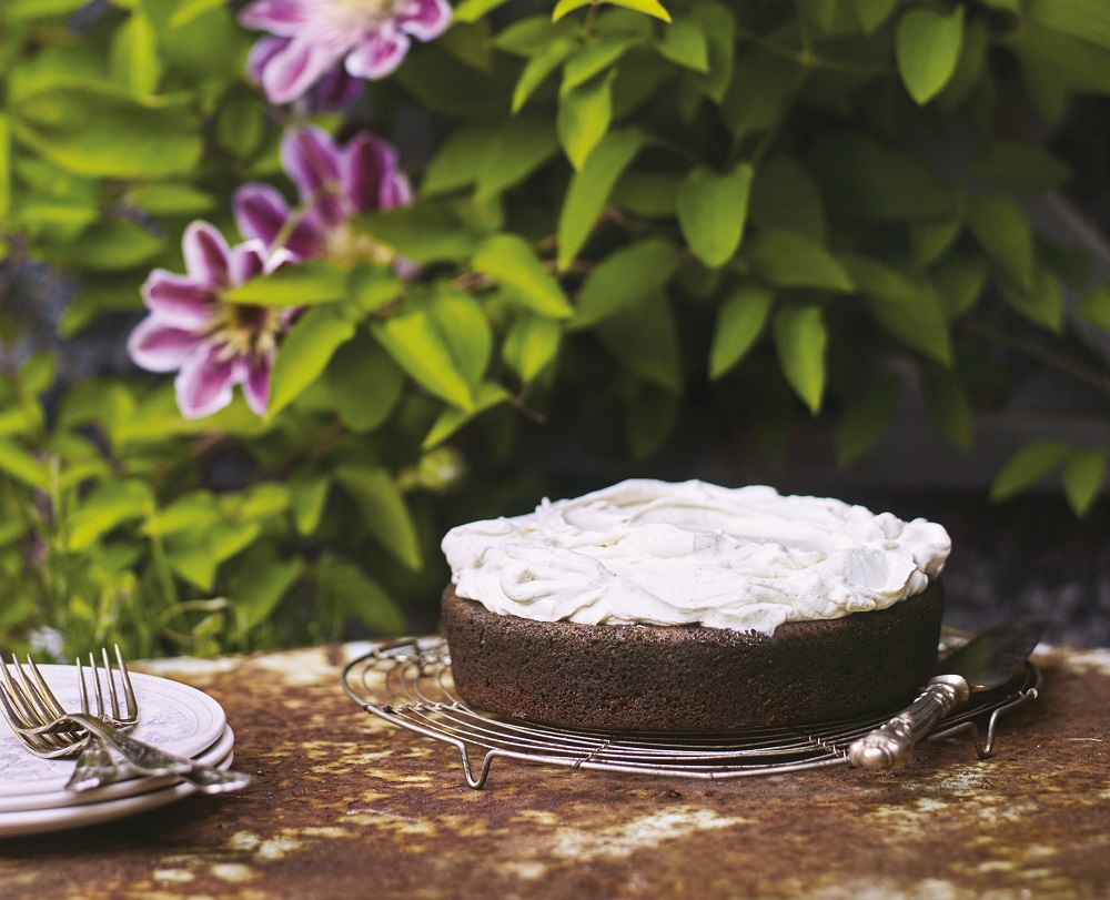 Recipe for Chocolate Zucchini Cake with Cream Cheese Whip