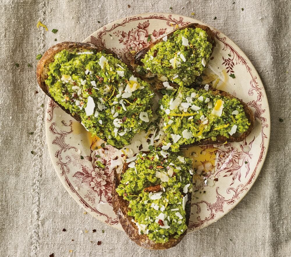 Recipe for Minty Peas on Toast