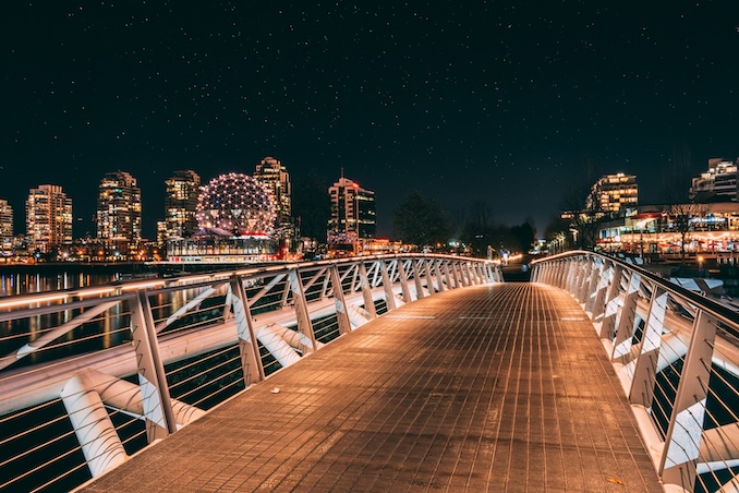 Vancouver skyline at night.