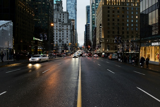 city street in Vancouver, Canada.