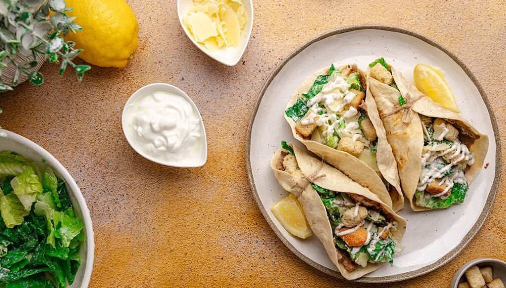 Recipe for Caesar Salad Smash Tacos